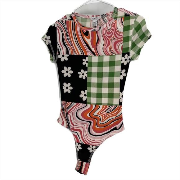 Rue 21 Short Sleeve Body Suit in Multi Color Abstract Print Size X-Small - Picture 1 of 9